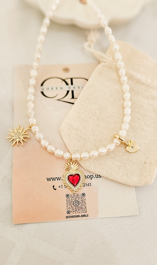 Pearl and heart necklace