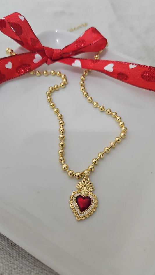 Gold plated necklace with heart