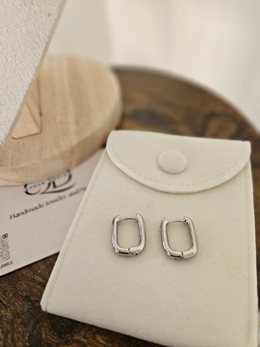 Silver square hoops