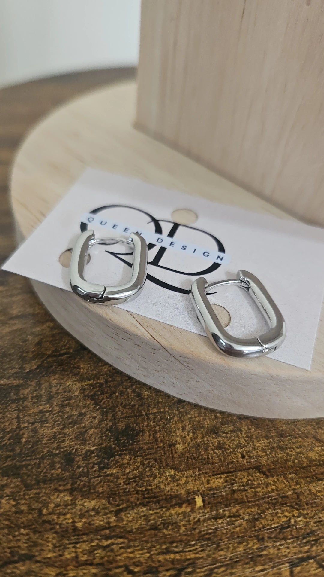Silver square hoops